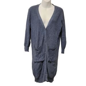 Blue Cardigan Sweater with Buttons And Pockets Size: M